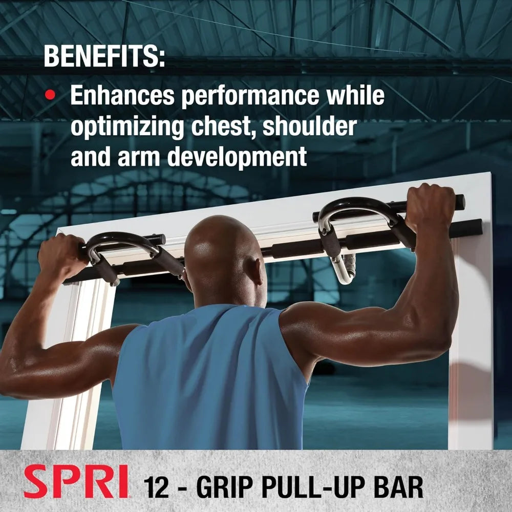 8-Grip Door Frame Pull Up Bar - 300lb Capacity Steel Home Gym Equipment for Full Body Workouts