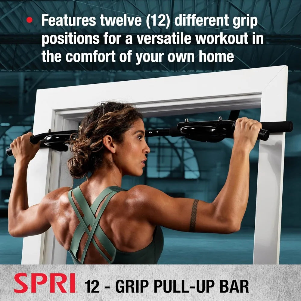 8-Grip Door Frame Pull Up Bar - 300lb Capacity Steel Home Gym Equipment for Full Body Workouts